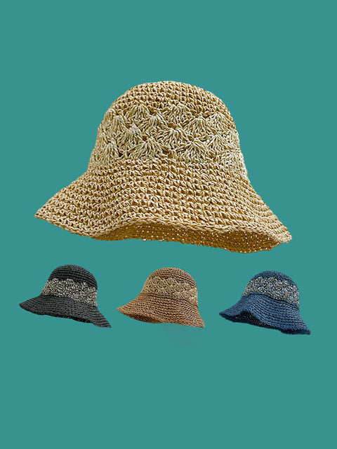 Kvinder Sommer Artsy Straw Sunproof Fishman Hat