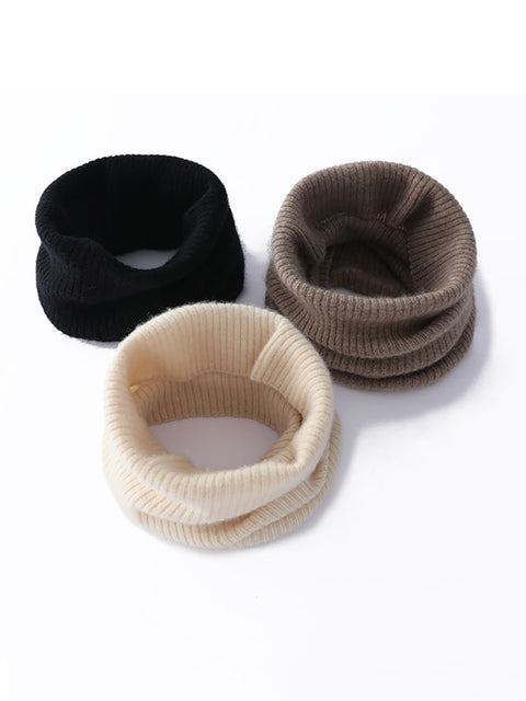 Women Casual Solid Plaid Cashmere Knit Neckerchief