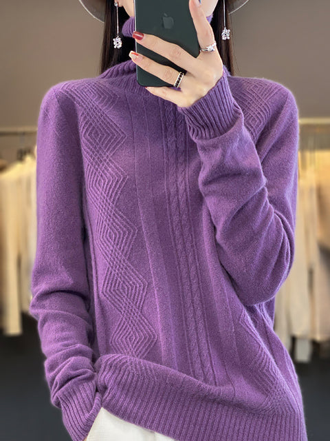 Kvinder Efterår Casual Stripe O-hals Uld strik sweater