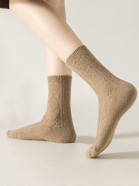 5 Pairs Women Winter Warm Solid Socks