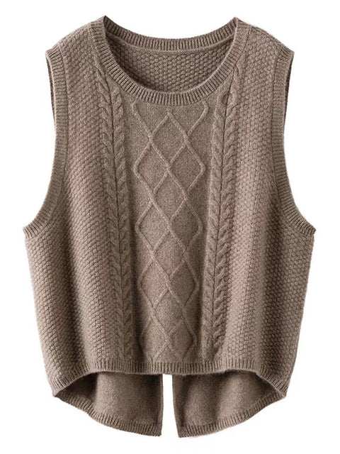 Kvinder Retro Vinter Solid Jacquard Vest