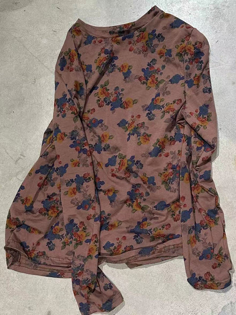 Kvinder Vintage Floral Spring Loose Botton skjorte