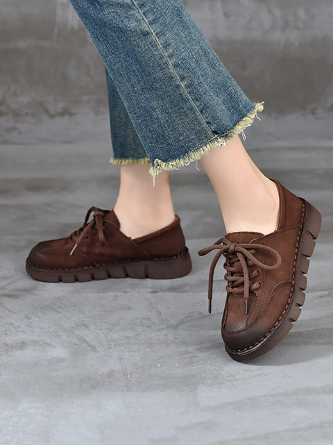 Women Spring Genuine Leather Low Heel Shoes