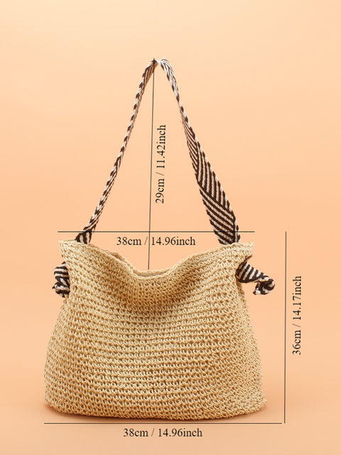 Women Summer Straw Weave Large Capacity Shoulder Bag