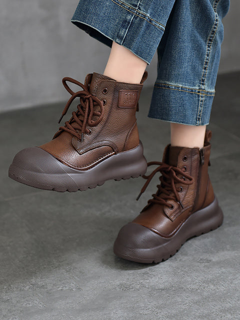 Women Winter Genuine Leather Strap Mid-Heel Martine Boots