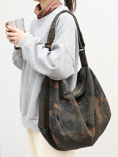 Kvinder Artsy Camouflage Washed Shoulder Bag Crossbody Bag