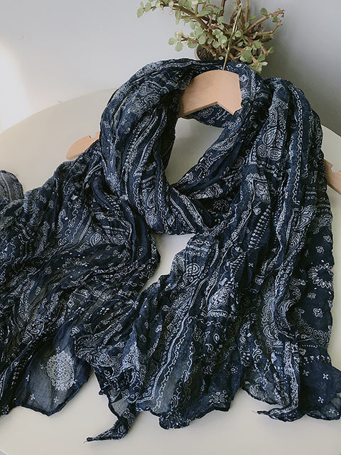 Women Ethnic Print Fold Soft Scarf