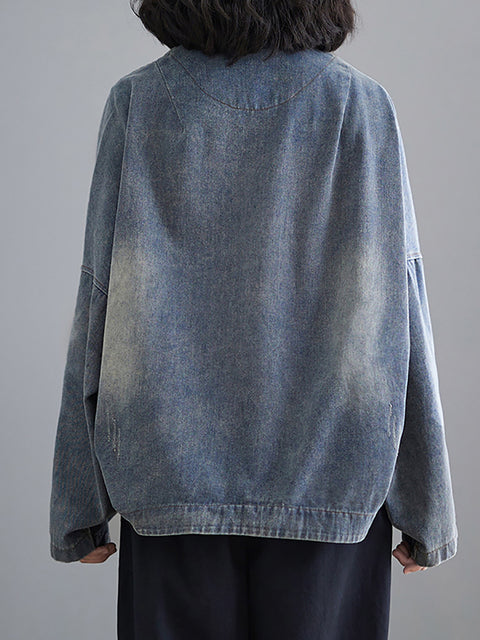 Kvinder Retro Washed Spring Denim Kort Frakke