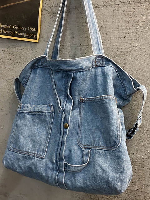 Kvinder vintage solid denim skuldertaske Crossbody taske