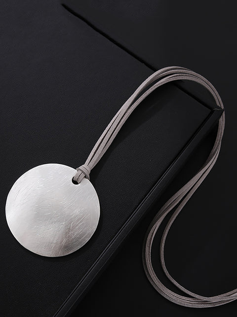 Casual Alloy Circle Long Sweater Necklace