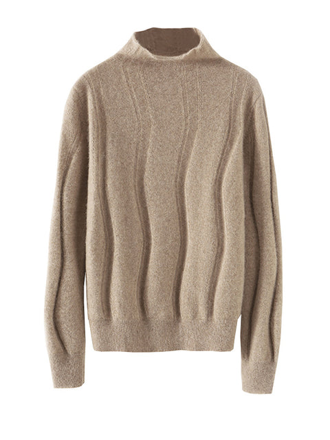 Kvinder Efterår Casual Stripe O-hals Uld strik sweater