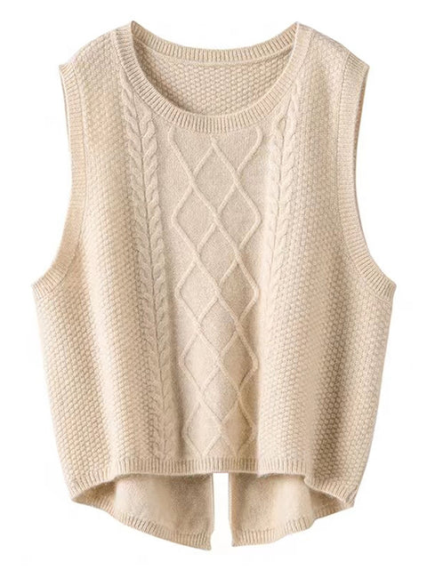 Kvinder Retro Vinter Solid Jacquard Vest