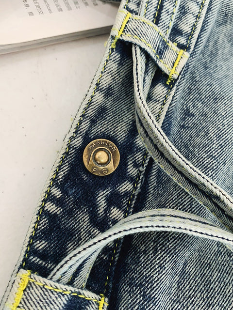 Kvinder Vintage Solid Pocket Denim Håndtaske Skuldertaske