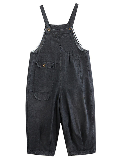 Kvinder Sommer Solid Casual Løse Denim Jumpsuits