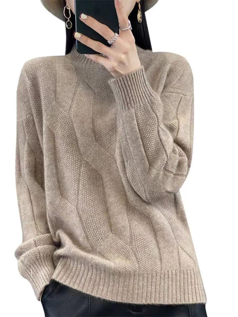 Kvinder Efterår Casual Stripe O-hals Uld strik sweater