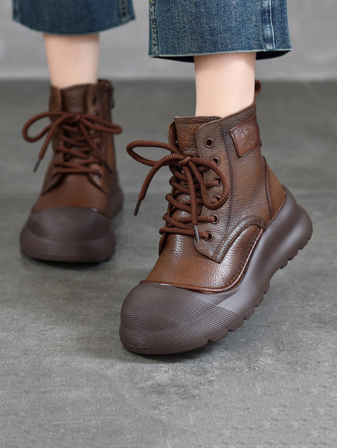 Women Winter Genuine Leather Strap Mid-Heel Martine Boots