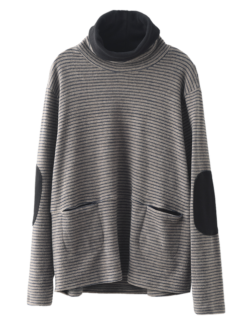 Plus Size Dame Casual Stripe rullekrave sweatshirt