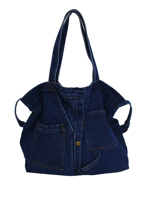 Kvinder vintage solid denim skuldertaske Crossbody taske