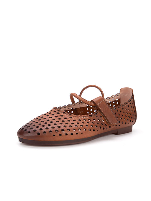 Kvinder Sommer Casual Solid Læder Cutout Sandaler