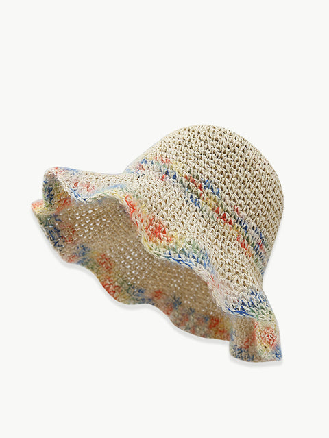 Women Summer Artsy Colorful Straw Weave Sunproof Hat