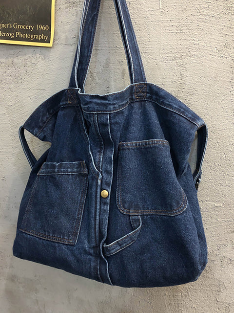 Kvinder vintage solid denim skuldertaske Crossbody taske