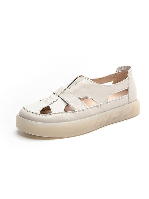 Kvinder Sommer Casual Ægte Læder Cutout Platform Sandaler