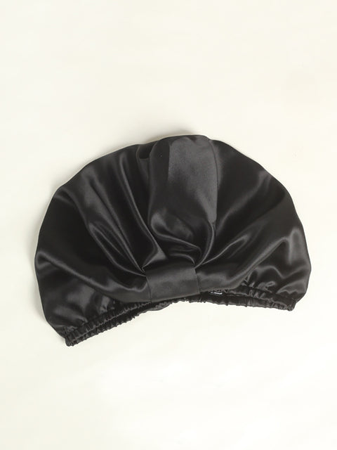 Women Elegant Solid Knot Silk Shower Cap Nightcap