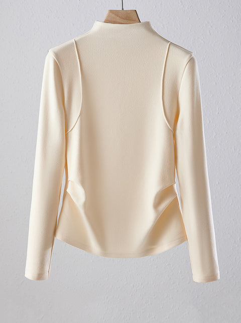 Women Spring Casual Half-Turtleneck Buttom Blouse