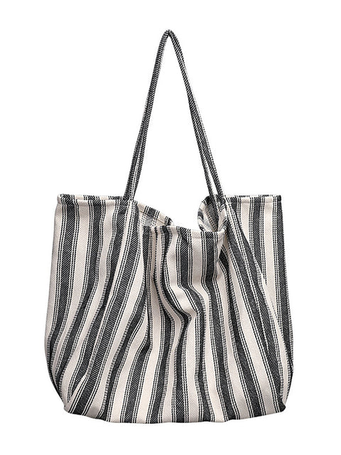 Kvinder Casual Stripe skuldertaske med stor kapacitet