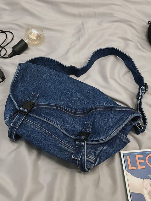 Women Vintage Denim Large Capacity Crossbody Bag