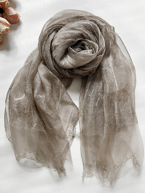 Women Stripe Linen Thin Scarf