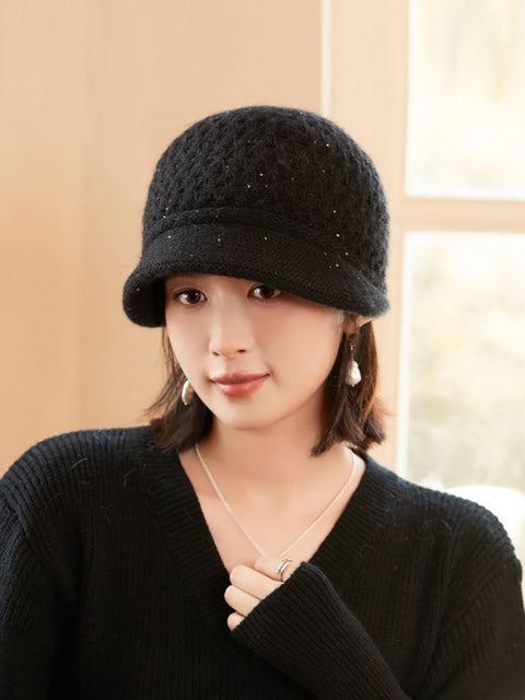 Women Casual Pure Color Knit Hat