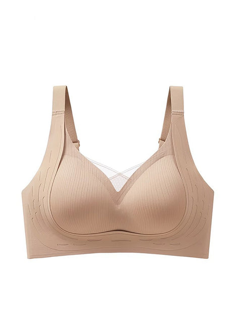 Women Casual Seamless Solid Fixed Cup Bra