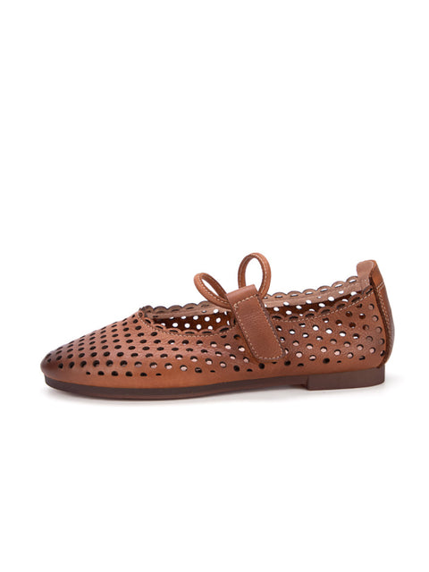 Kvinder Sommer Casual Solid Læder Cutout Sandaler