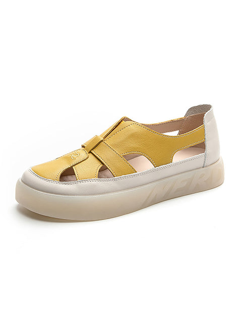 Kvinder Sommer Casual Ægte Læder Cutout Platform Sandaler