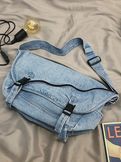 Women Vintage Denim Large Capacity Crossbody Bag