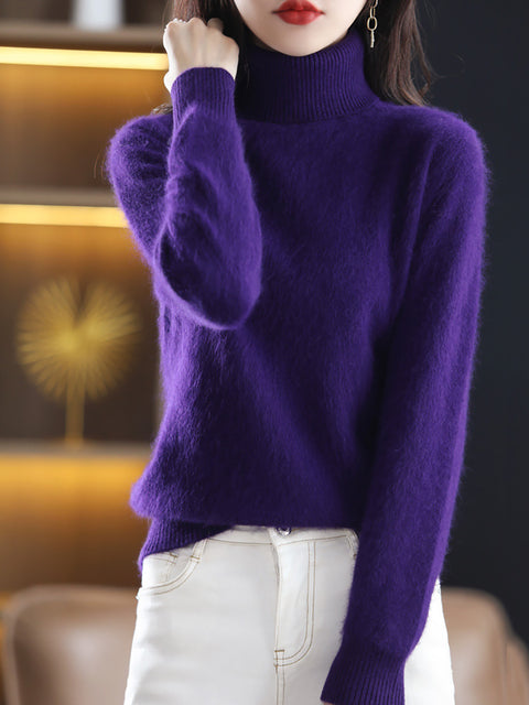 Women Autumn Casual Turtleneck Soft Cashmere Sweater