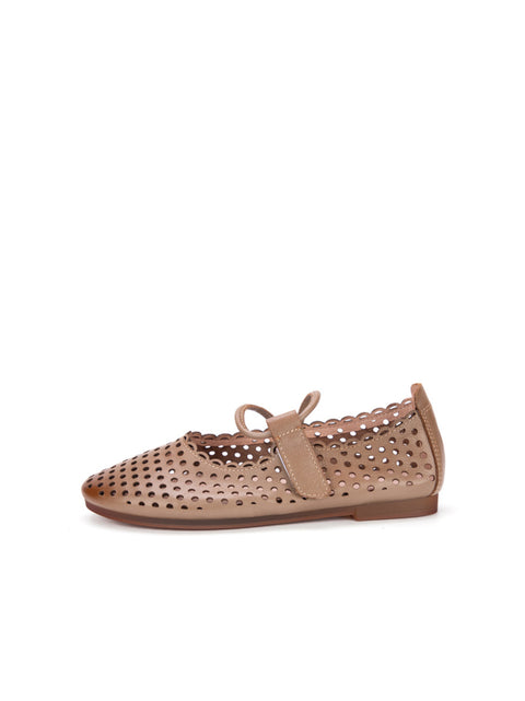 Kvinder Sommer Casual Solid Læder Cutout Sandaler