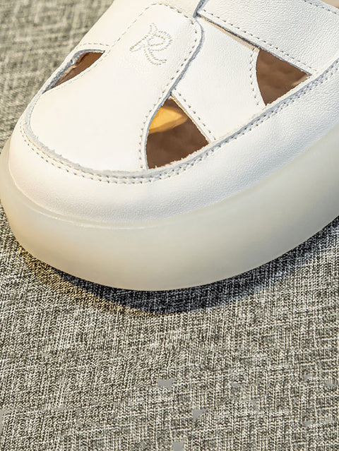 Kvinder Sommer Casual Ægte Læder Cutout Platform Sandaler