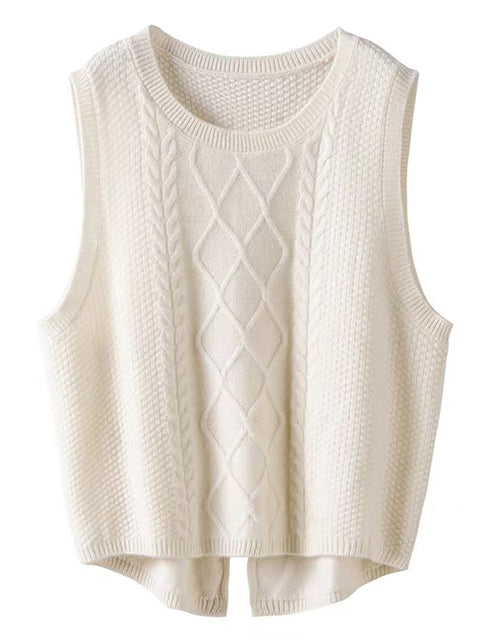 Kvinder Retro Vinter Solid Jacquard Vest