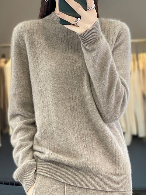 Kvinder Efterår Casual Stripe O-hals Uld strik sweater