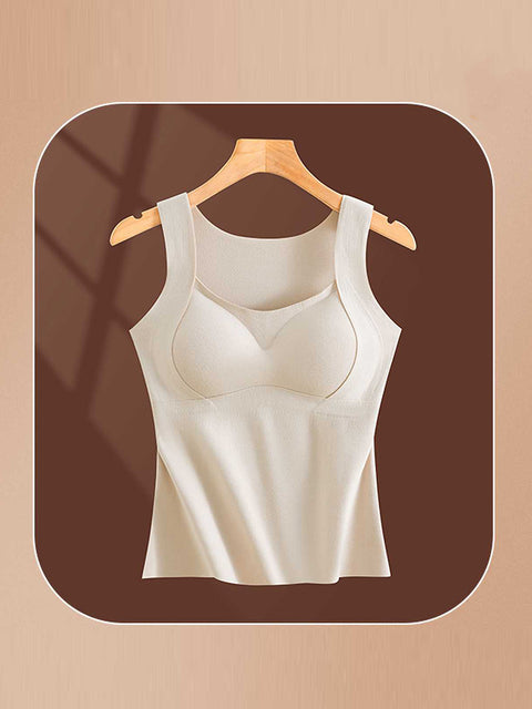 Women Winter Warm With Bra Pad Pure Color Base