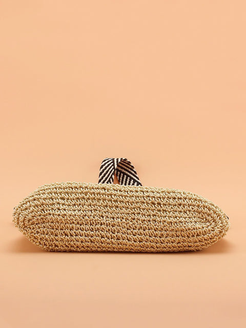 Kvinder Sommer Straw Weave skuldertaske med stor kapacitet