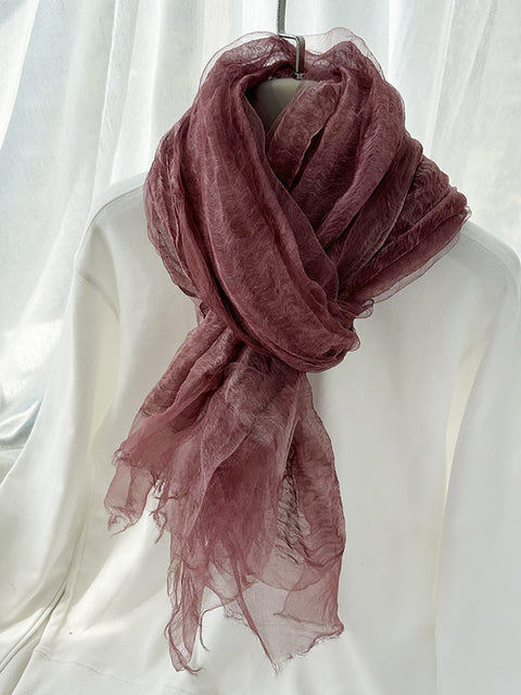 Women Stripe Linen Thin Scarf