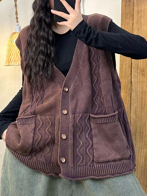 Women VintageTwist V-Neck Vest