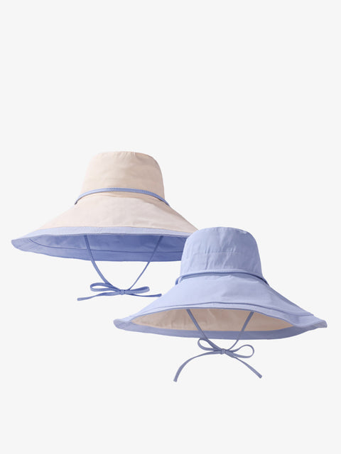 Women Summer Colorblock Sunproof Large Brim Hat