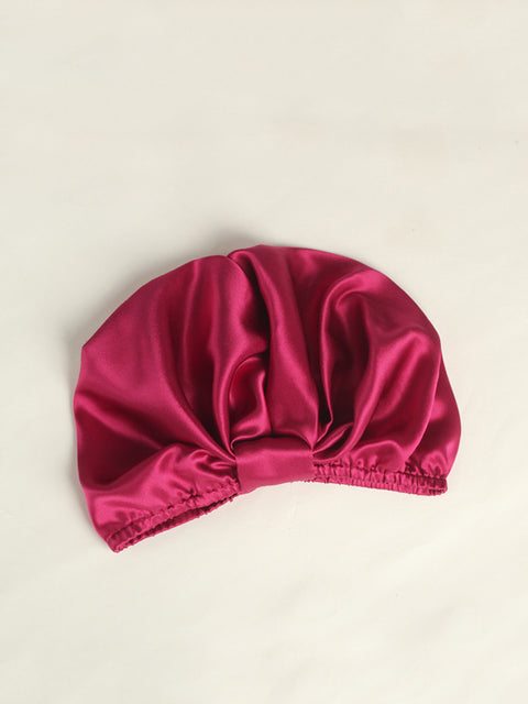 Women Elegant Solid Knot Silk Shower Cap Nightcap