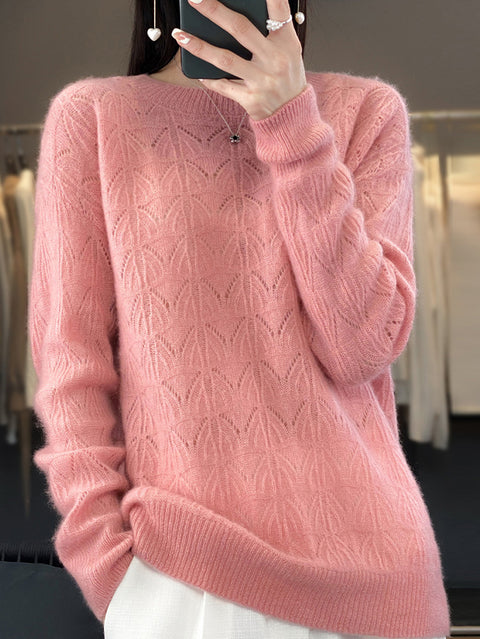 Kvinder Efterår Casual Stripe O-hals Uld strik sweater