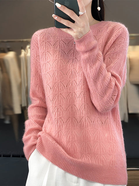 Kvinder Efterår Casual Stripe O-hals Uld strik sweater