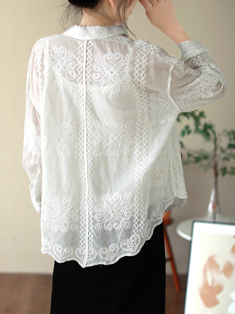 Women Summer Artsy Embroidery Shirt